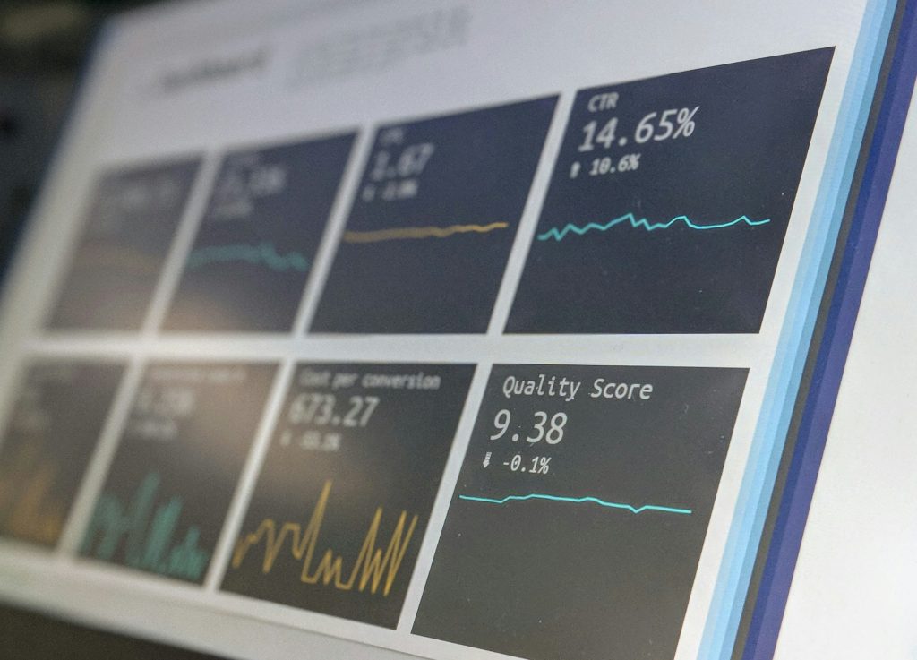 Data reporting dashboard on a laptop screen